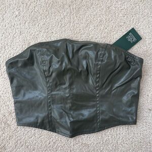 NWT FAUX LEATHER TUBE TOP BANDEAU CROP TOP WILD FABLE OLIVE GREEN SMALL
